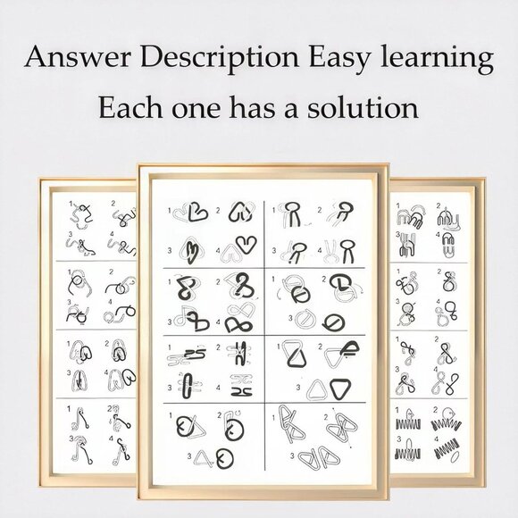Brain Teaser IQ Test Disentanglement Iron Link Unlock Interlock Game 24 Pcs - Picture 2 of 7
